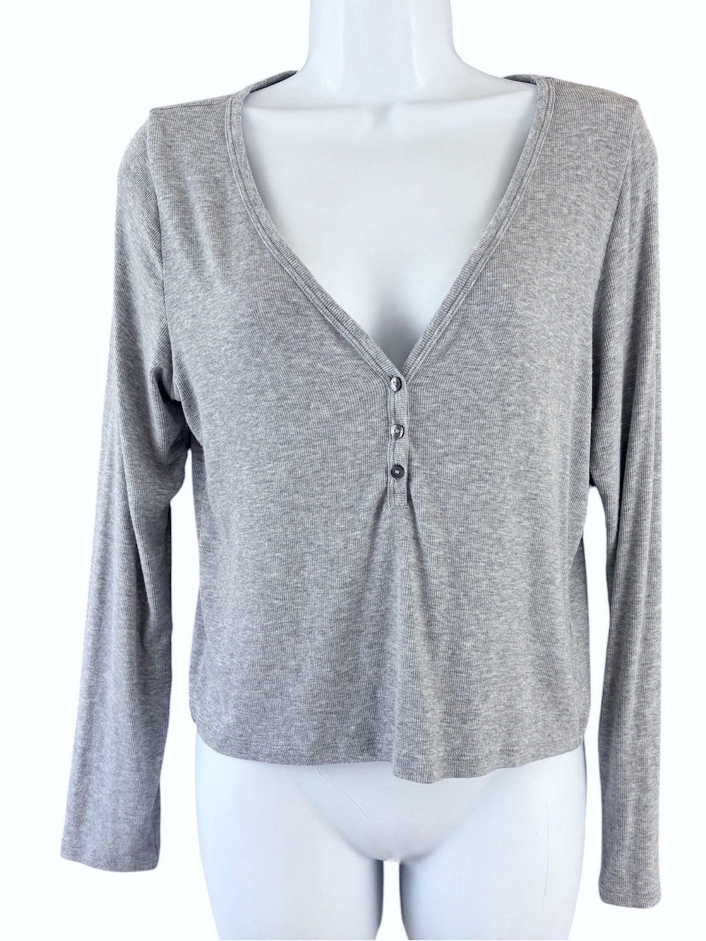 Victoria's Secret Heather V-Neck Long Sleeve Henley